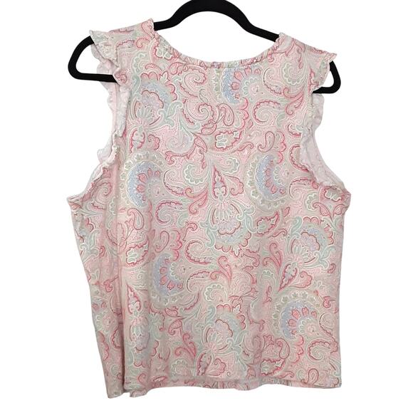 Lauren Ralph Lauren Black Label Pajama Set L Boxer Short Sleeveless Pink Paisley - Picture 3 of 14